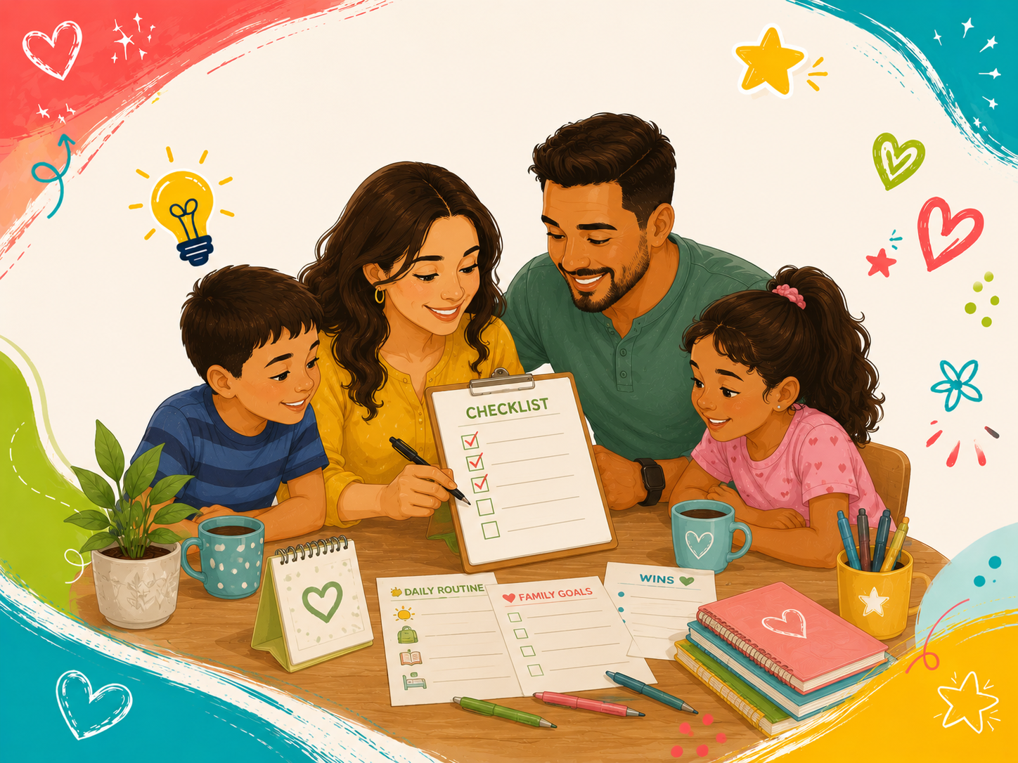 Family reading together